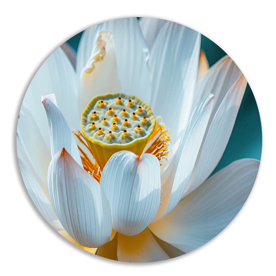 Close-up van bloeiende witte lotus forex muurcirkel