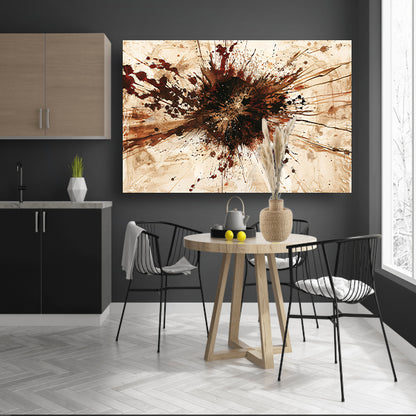 Dynamische abstracte verfexplosie in aardetinten canvas