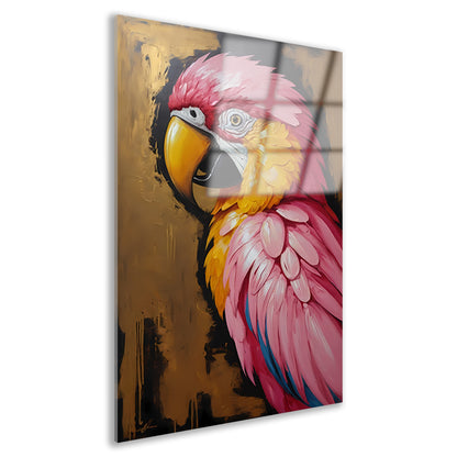 Gouden Glorie: Levendige Papegaai in Olieverf Acrylglas