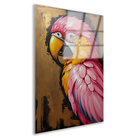 Gouden Glorie: Levendige Papegaai in Olieverf Acrylglas