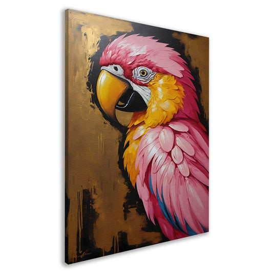 Gouden Glorie: Levendige Papegaai in Olieverf canvas