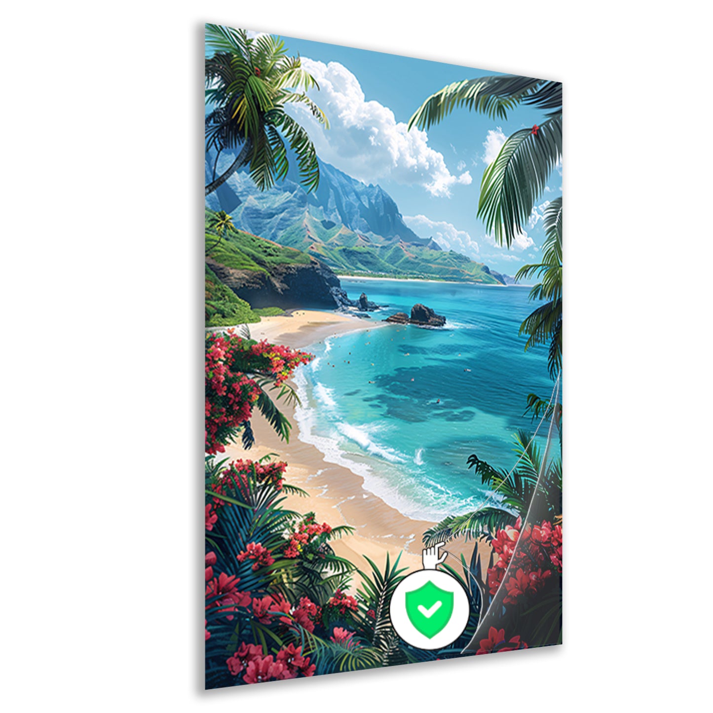 Tropisch strand met azuurblauwe zee poster