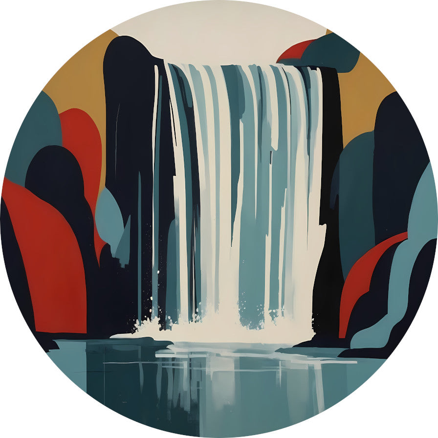 Serene Reflectie van een Abstracte Waterval forex muurcirkel