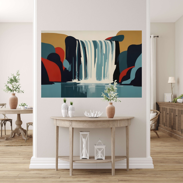 Serene Reflectie van een Abstracte Waterval canvas