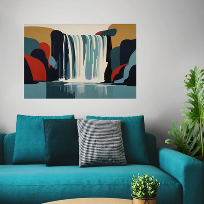 Serene Reflectie van een Abstracte Waterval canvas