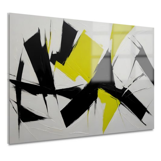 Zwart, wit en geel dynamisch abstract acrylglas