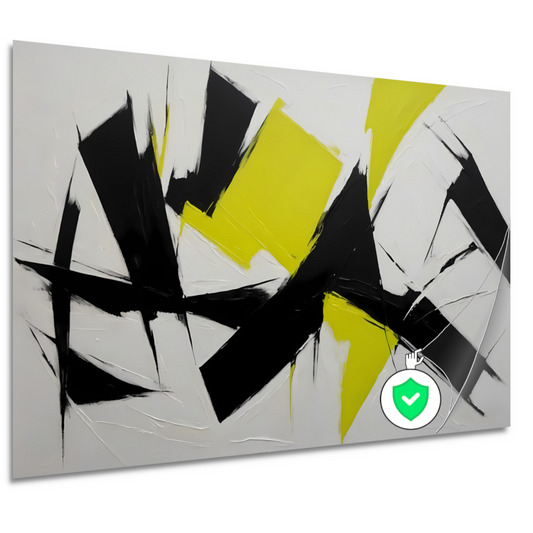 Zwart, wit en geel dynamisch abstract poster