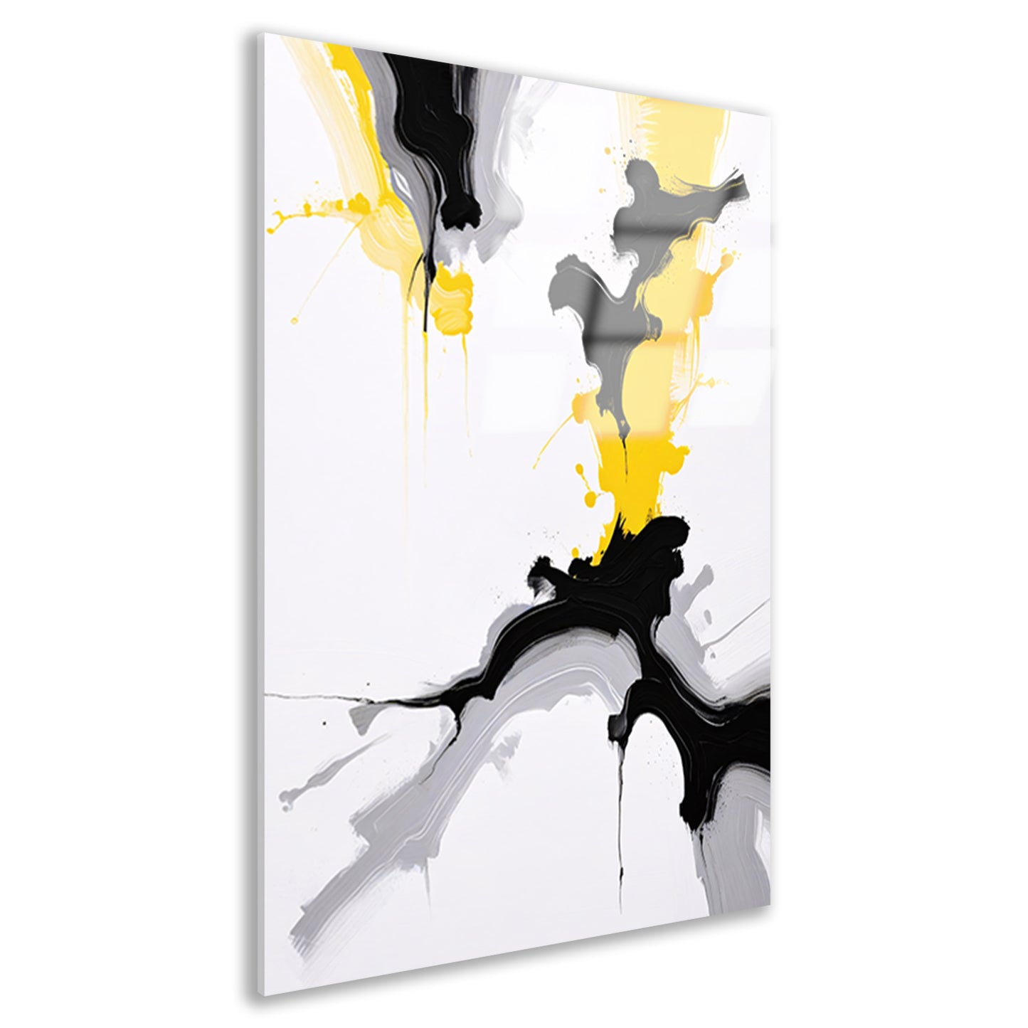 Dynamische Abstractie in Zwart en Geel acrylglas