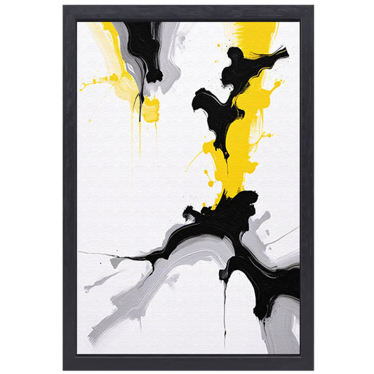 Dynamische Abstractie in Zwart en Geel canvas met baklijst
