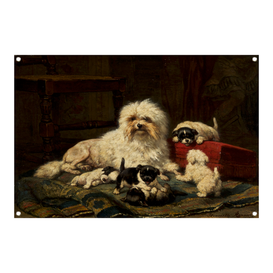 Hond met vijf puppies - Henriëtte Ronner-Knip tuinposter