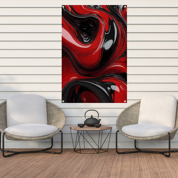 Dynamische Rode en Zwarte Abstractie tuinposter