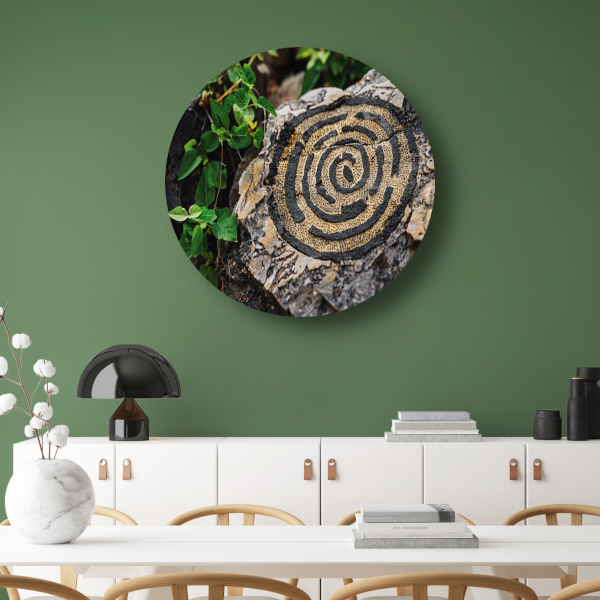 Minimalistische cirkel op steen aluminium muurcirkel