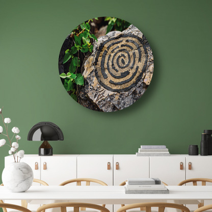 Minimalistische cirkel op steen aluminium muurcirkel