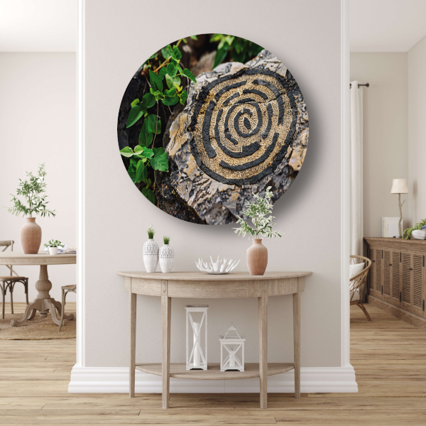 Minimalistische cirkel op steen aluminium muurcirkel