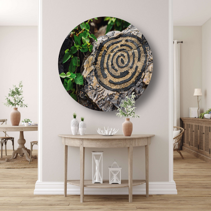Minimalistische cirkel op steen aluminium muurcirkel