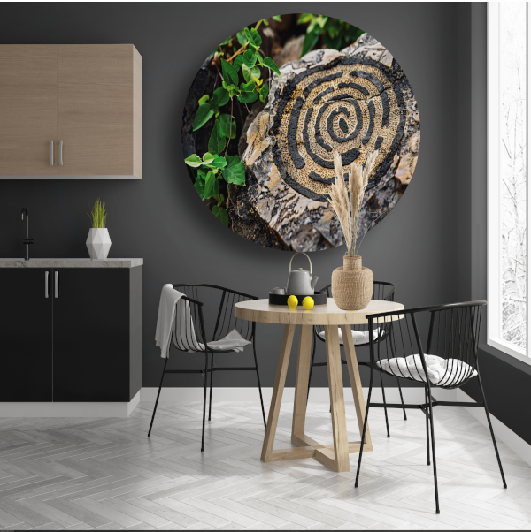 Minimalistische cirkel op steen aluminium muurcirkel