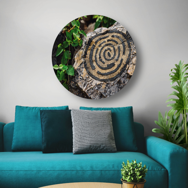 Minimalistische cirkel op steen aluminium muurcirkel