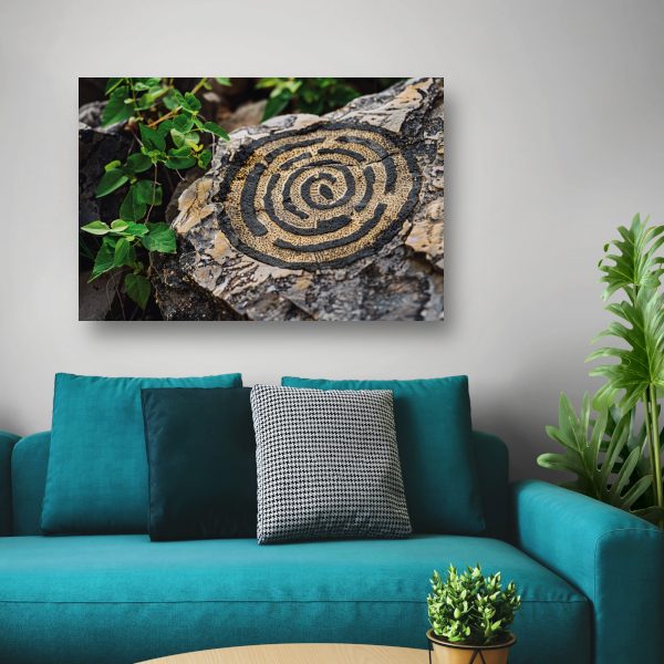 Minimalistische cirkel op steen canvas