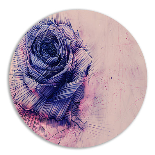 Abstracte digitale kunst van een roos aluminium muurcirkel