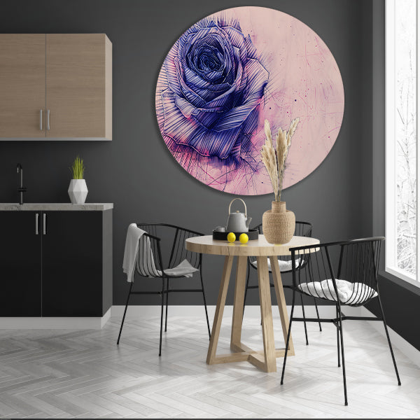 Abstracte digitale kunst van een roos aluminium muurcirkel