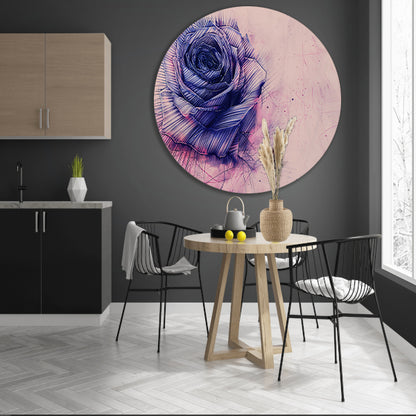 Abstracte digitale kunst van een roos aluminium muurcirkel