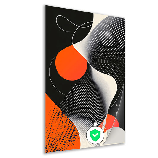 Abstract Vormen in Zwart, Wit en Oranje poster
