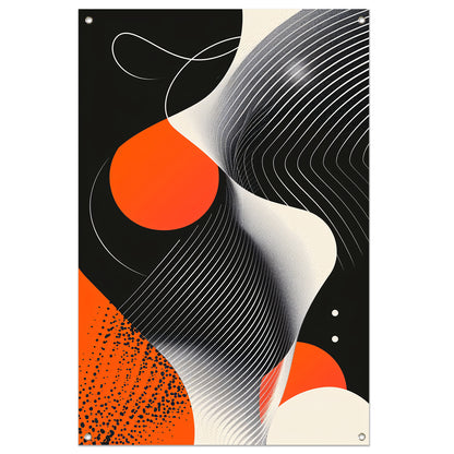 Abstract Vormen in Zwart, Wit en Oranje tuinposter