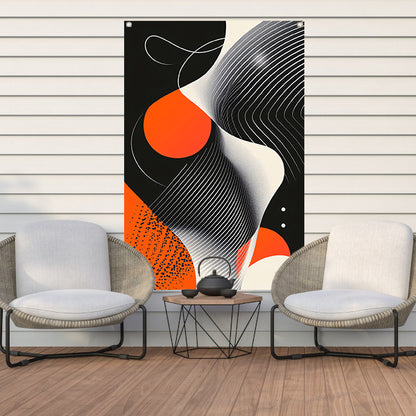 Abstract Vormen in Zwart, Wit en Oranje tuinposter