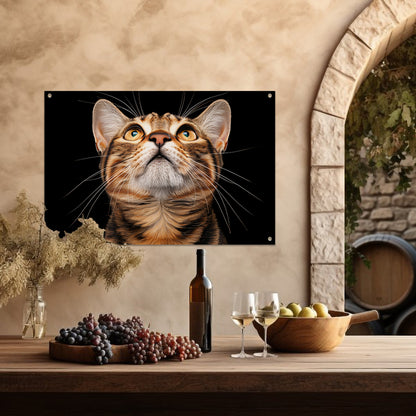 Nabij beeld van een nieuwsgierige kat   tuinposter
