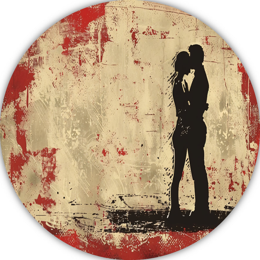 Passie en contrast in abstracte silhouetten forex muurcirkel