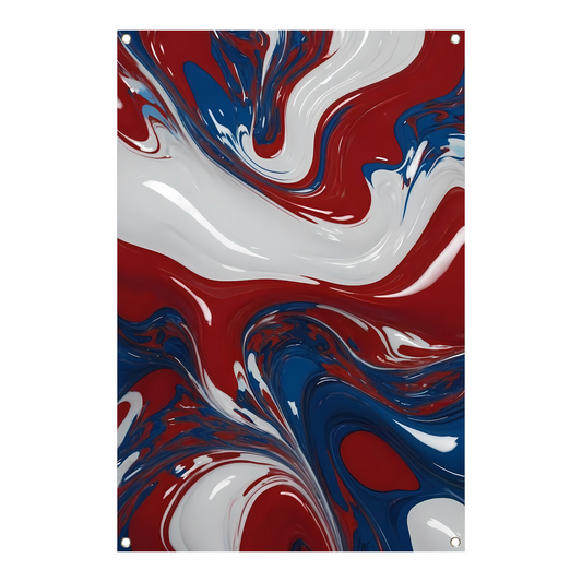 Abstracte Golf van Rood, Wit en Blauw tuinposter
