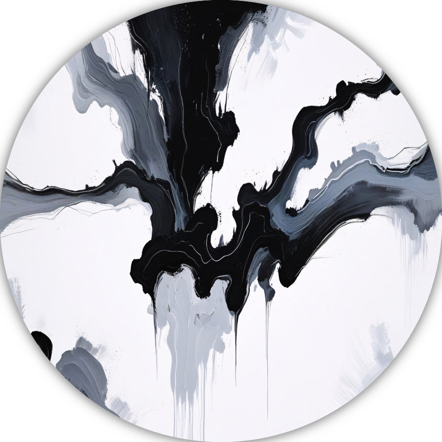 Monochrome Dynamiek in Zwart en Wit aluminium muurcirkel