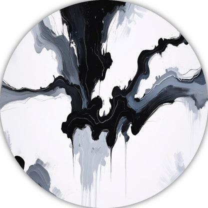 Monochrome Dynamiek in Zwart en Wit aluminium muurcirkel