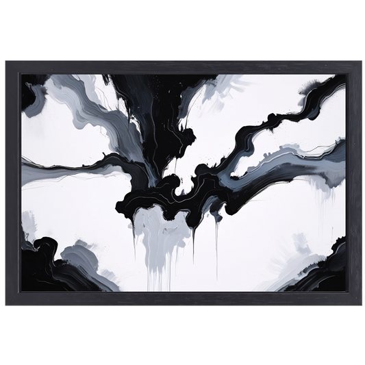 Monochrome Dynamiek in Zwart en Wit canvas met baklijst