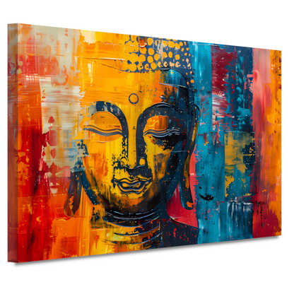 Abstracte Boeddha in Kleur met Dynamische Verf Stijlen canvas