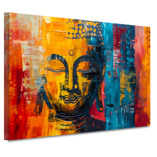 Abstracte Boeddha in Kleur met Dynamische Verf Stijlen canvas