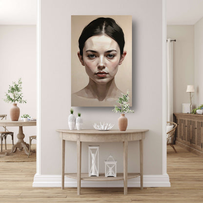 Serene Vrouw in Monochroom Portret canvas
