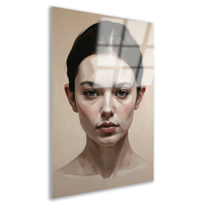 Serene Vrouw in Monochroom Portret acrylglas