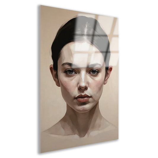 Serene Vrouw in Monochroom Portret acrylglas