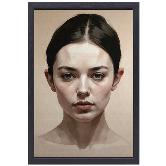 Serene Vrouw in Monochroom Portret canvas met baklijst