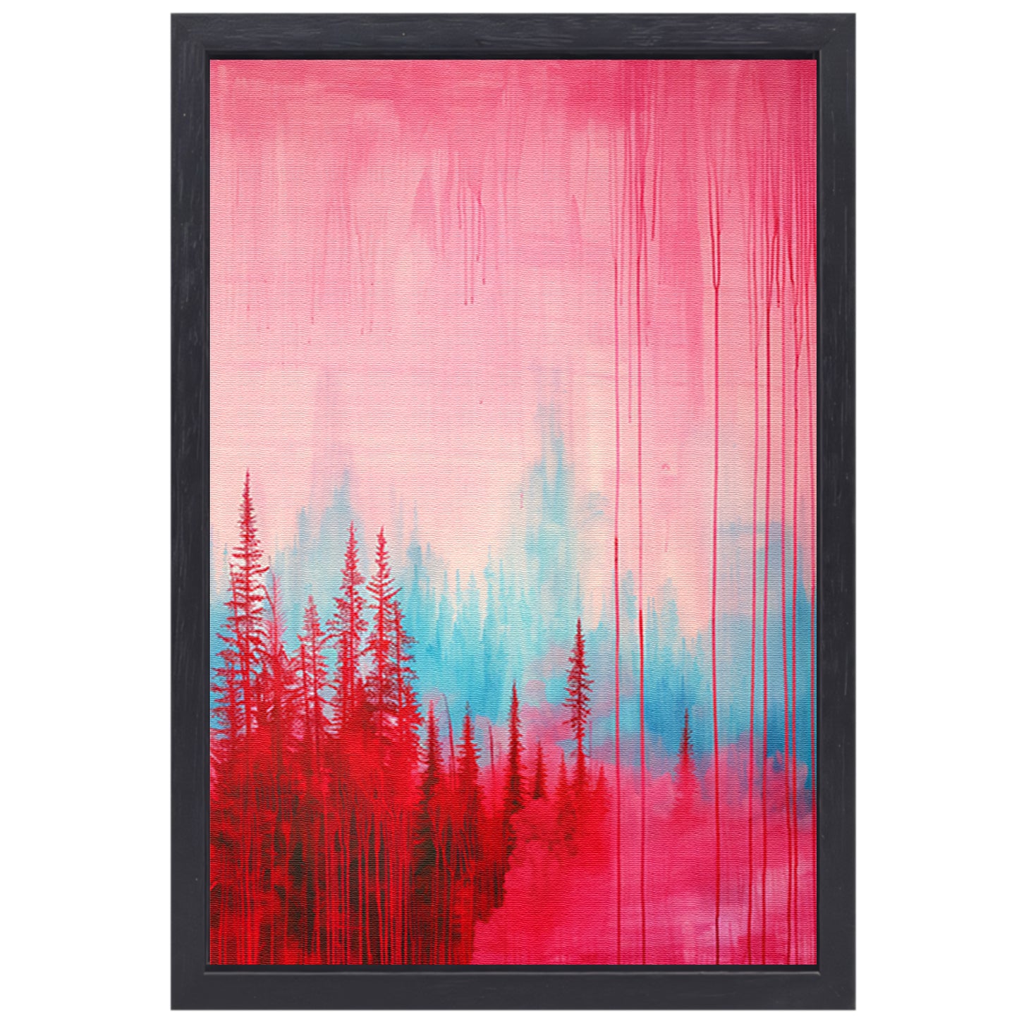 Abstract kleurrijk bos schilderij voor interieur canvas met baklijst