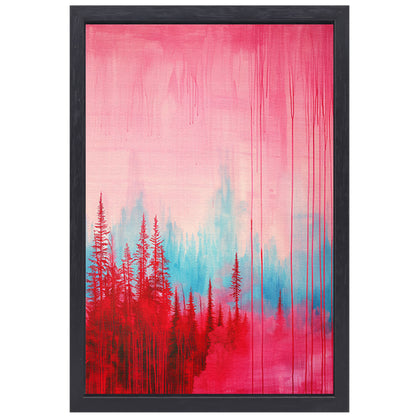 Abstract kleurrijk bos schilderij voor interieur canvas met baklijst