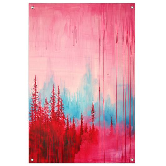 Abstract kleurrijk bos schilderij voor interieur tuinposter