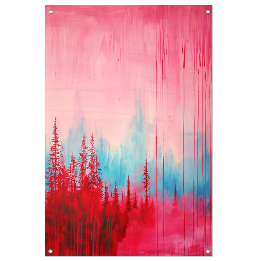 Abstract kleurrijk bos schilderij voor interieur tuinposter