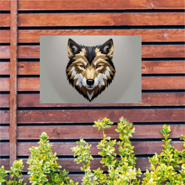 Geometrische Abstracte Wolf in Moderne Kleuren tuinposter