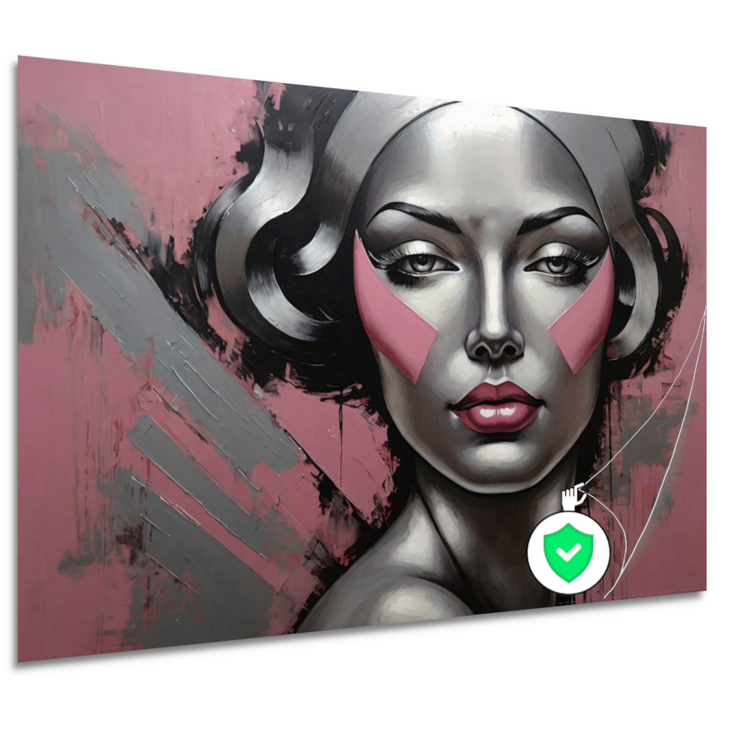 Abstracte Dame in Zilver en Roze Tinten poster