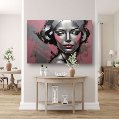 Abstracte Dame in Zilver en Roze Tinten acrylglas
