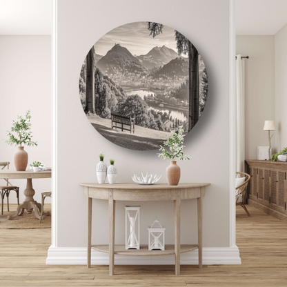 Minimalistisch stadslandschap aluminium muurcirkel