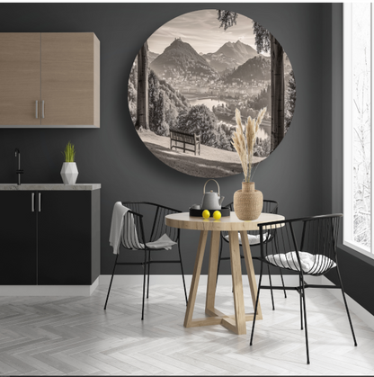 Minimalistisch stadslandschap aluminium muurcirkel