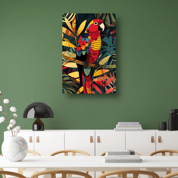 Kleurrijk Papegaai in Tropisch Paradijs canvas met baklijst